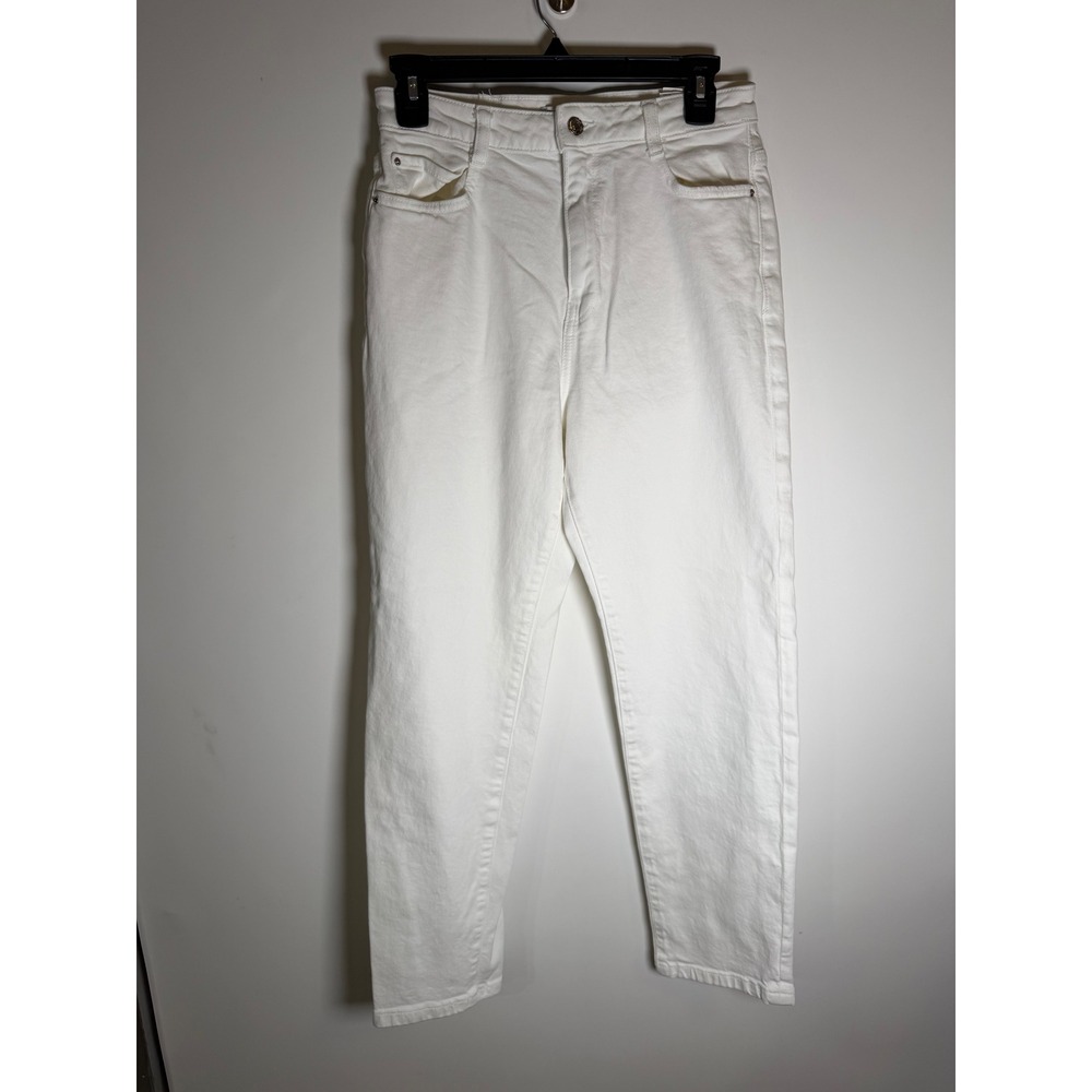 Zara White High Waisted Mom Jeans Tapered Leg Denim Size 4